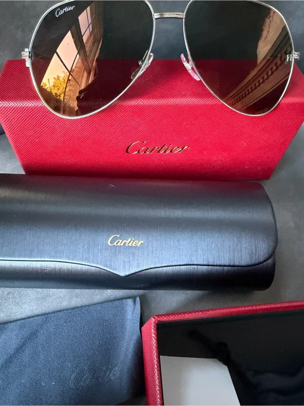 Cartier Première de Cartier CT0110S Aviator Sunglasses Silver $1445 NEW